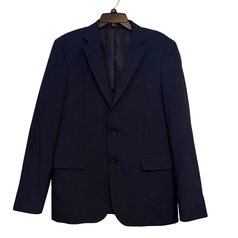Men's Navy Blue JF J. Ferrar‎ Slim Fit Two Button Blazer Jacket Classic Academia